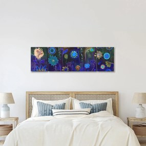 Obraz ciemnoniebieskich kwiatów (170x50 cm)