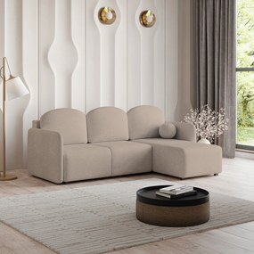 Masseno Narożnik SUVINO z funkcją spania i pojemnikiem na pościel Narozniki L, Rozkładana sofa - Beżowy, NEVE 04