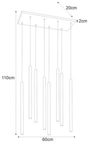 Czarna lampa wisząca nad stół 8 sopli - S813-Skira