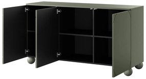 Komoda Sonatia II 150 cm trzydrzwiowa na nogach kulach - oliwka