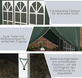 Outsunny Pawilon Składany 3x3m Zielony z 4 Ścianami | Aosom PL