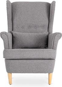 Fotel Wypoczynkowy Uszak EVAN 2 z Podnóżkiem Szary Tapicerowany Nowoczesny