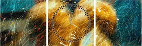 Obraz - Całujące się anioły (z zegarem) (90x30 cm)