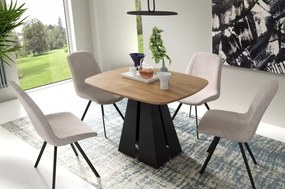 Stół Orvio z płyty laminowanej o średnicy 100 cm lub 120 cm z możliwością rozłożenia, stożkowa podstawa biała /czarna