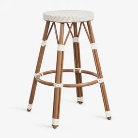 Taboret Wysoki Z Aluminium I Syntetycznego Rattanu Brielle Bistro ↑75 Cm & Nude Beżowy - Gardenia Biel - Sklum