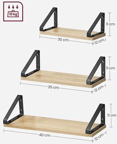 Komplet 3 półek ściennych dąb sonoma Fazenda