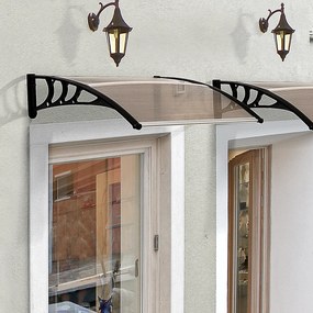 Outsunny Daszek nad drzwi wejściowe poliwęglanowy 100x80 cm ochrona przed deszczem brązowy | Aosom PL