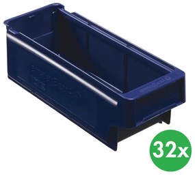 Regałowe pojemniki z tworzywa sztucznego MAX typ A - 115 x 300 x 100 mm, 32 szt.
