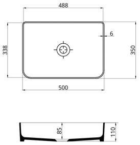 Umywalka ceramiczna nablatowa czarna bez otworu na baterię 50 x 35 cm LERA Black