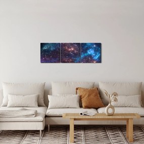 Obraz - Nocne niebo (z zegarem) (90x30 cm)