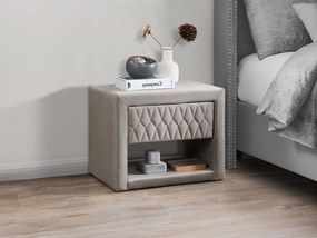 Zestaw 2 stolików nocnych - 1 szuflada i 1 wnęka - Tkanina welurowa - Beżowe - DANIELE