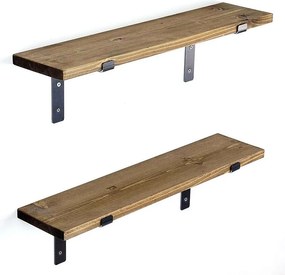 Dekoracyjna drewniana półka ścienna – 60 cm x 16 cm x 14 cm – czarny orzech