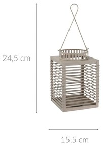 Lampion metalowy z ozdobnym uchwytem, szary