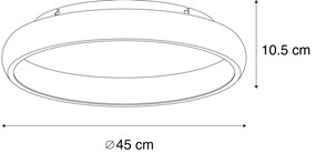 Nowoczesna lampa sufitowa czarna 45 cm z wbudowanym ściemnianym LED - Cardona Nowoczesny Oswietlenie wewnetrzne