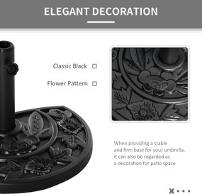 Outsunny stojak na parasol półokrągły 9kg wzór kwiatowy HDPE cement stabilny i dekoracyjny | Aosom PL
