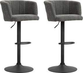 HOMCOM Zestaw 2 Barowych Krzeseł, Oparcie w Kształcie Muszli, Regulowana Wysokość, Podnóżek, dla Kuchni lub Jadalni, Metalowa Baza, Ciemnoszary