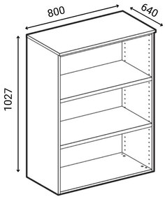 Szafa biurowa z drzwiami PRIMO WOOD, 2 półki, 1027 x 800 x 640 mm, orzech