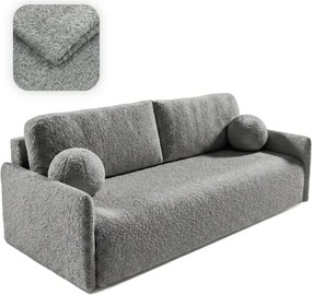 Sofa VENI Rozkładana Dwuosobowa Ciemnoszara Boucle Japandi