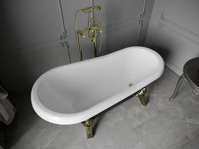 Mexen Retro wanna wolnostojąca 150 x 73 cm, biała/czarna, nogi złote - 53251507375-50