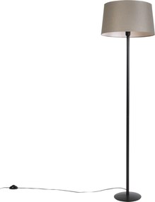 Lampa stojąca czarna z abażurem z lnu w kolorze taupe 45 cm - Simplo