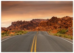 Obraz na szkle - droga i skały (70x50 cm)