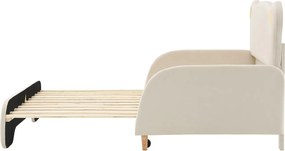 Łóżko dziecięce 140 x 200 cm – z stelażem – aksamit – beżowe – materac nie jest wliczony w cenę