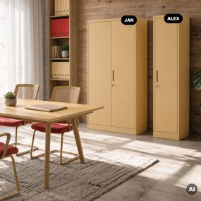 Szafa biurowa metalowa na akta, wąska, beżowa, 450x1850x400 mm: ALEX Fresh Style
