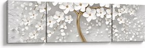 Obraz białego drzewa z kwiatami (170x50 cm)