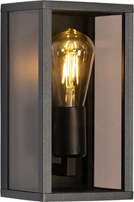 Lampa ścienna zewnętrzna czarna z przydymionym szkłem 26 cm IP44 - Charlois