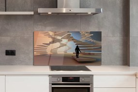 Panel szklany do Kuchni Przestrzenna Konstrukcja Schodów