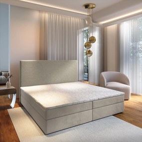 Masseno Łóżko kontynentalne GIARRO z pojemnikiem na pościel 140x200 cm - Beżowy, POSO 02 + PAROS 02