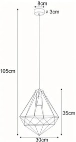 Czarna wisząca pojedyncza lampa R7-C37