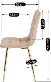 Krzesło Tapicerowane do Salonu YORK Kremowe Welurowe Glamour