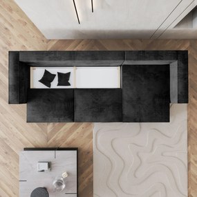 Masseno Narożnik TOLMO z funkcją spania i pojemnikiem na pościel Narozniki L, Rozkładana sofa - Czarny, MONOLITH 95