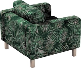 Pokrowiec na fotel Karlstad kolor zielony tkanina welwetowa, wzorzysta