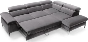 Szary welurowy narożnik rozkładany B6-T86