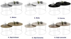 Nowoczesny komplet dwóch stolików kawowych biały + czarny Hazo 3X