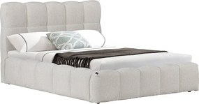 Podwójne łóżko z tkaniny z pojemnikiem "Davos" - Beżowy 140 x 190 cm