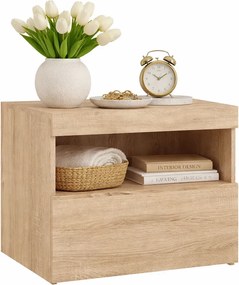 Skandynawska Szafka Nocna Z Led Dąb Sonoma K0-M55