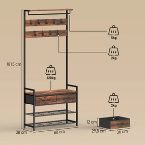 HOMCOM garderobenständer standgarderobe garderobenbank kleiderständer kompaktgarderobe dielengarderobe | Aosom PL
