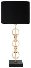 Lampa stołowa w kolorze czarno-złotym Mauro Ferretti Glam Rings, wysokość 54,5 cm