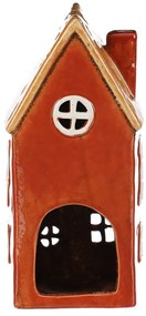 Świecznik Domek czerwony, ceramika, 11 x 9 x 23 cm