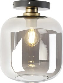 Inteligentna lampa sufitowa czarna ze złotem i przydymionym szkłem włącznie z Wifi A60 - Zuzanna