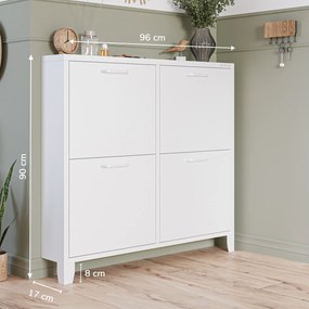 Szafka na buty metalowa wąska biała  SHIRLEY 960 x 900 x 170 mm