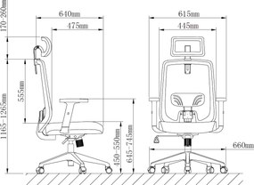 Krzesło biurowe Factor z zagłówkiem i regulacją lędźwi, zgodne z normą BHP