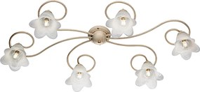 Alice lampa sufitowa 6 świateł, kość słoniowa lakierowane żelazo, stare złoto, klosze alabastrowe Ø14 cm, klasyczny styl