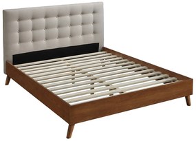 Łóżko FRANCESCO - 160 × 200 cm - Beżowa tkanina