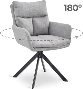 Zestaw Stół Prostokątny Rozkładany HAMPTON 160-240 cm Dąb/Czarny i 4 Krzesła PAUL Szare