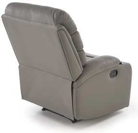 Fotel do salonu wypoczynkowy popielaty, rozkładany eco skóra PERUS