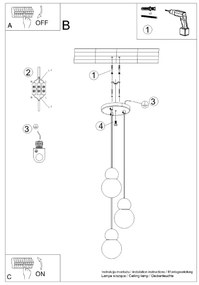 Lampa wisząca PEKKA 3P biała/naturalne drewno SOLLUX  LIGHTING